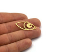 Brass Eye Charm, 12 Raw Brass Eye Charms With 1 Loop, Findings (18.5x34x0.60mm) SMP0077
