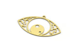 Brass Eye Charm, 12 Raw Brass Eye Charms With 1 Loop, Findings (21x36x0.60mm) SMP0078
