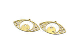 Brass Eye Charm, 12 Raw Brass Eye Charms With 1 Loop, Findings (21x36x0.60mm) SMP0078