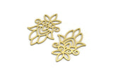 Brass Flower Charm, 12 Raw Brass Flower Charms, Charm Pendants, Findings (33x20.5x0.60mm) SMP0080