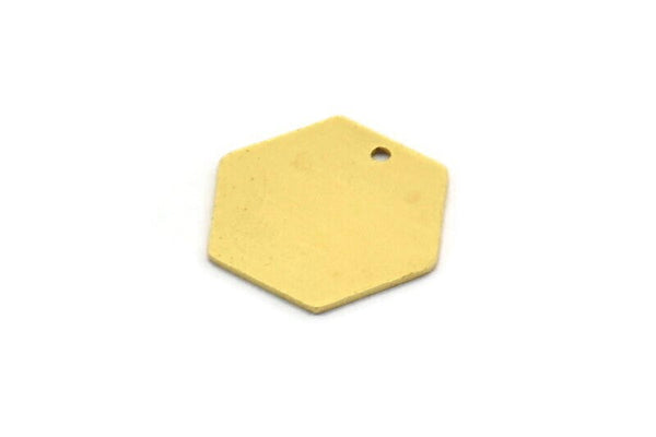 Brass Hexagon Charm, 12 Raw Brass Hexagon Charms With 1 Hole (14x16x0.60mm) SMP0084