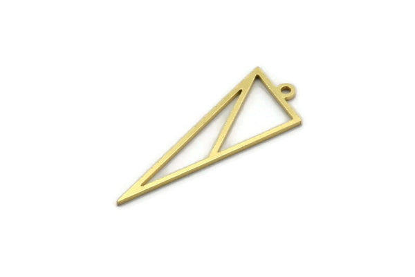 Brass Triangle Charm, 24 Raw Brass Triangle Shaped Charms With 1 Loop (32x12x0.80mm) SMP0094