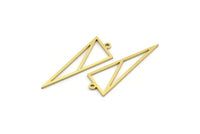 Brass Triangle Charm, 24 Raw Brass Triangle Shaped Charms With 1 Loop (32x12x0.80mm) SMP0094