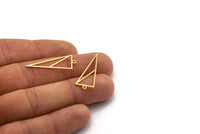 Brass Triangle Charm, 24 Raw Brass Triangle Shaped Charms With 1 Loop (32x12x0.80mm) SMP0094