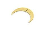 Brass Moon Charm, 12 Raw Brass Crescent Moon Charms With 2 Holes (28.5x6x0.80mm) SMP0100 Y280