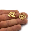 Brass Oval Charm, 12 Raw Brass Eye Charms, Findings (22x17x0.80mm) SMP0102