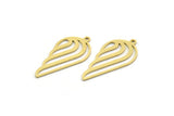 Brass Drop Charm, 24 Raw Brass Wing Shaped Charms With 1 Loop, Findings (27x13x0.60mm) SMP0105