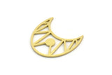 Brass Moon Charm, 12 Raw Brass Crescent Moon Charms, Findings (21x13x0.80mm) SMP0109