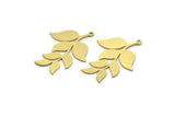 Brass Leaf Charm, 6 Raw Brass Branch Charms With 1 Loop, Charm Pendants, Findings (30x24x0.60mm) SMP0116