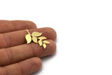 Brass Leaf Charm, 6 Raw Brass Branch Charms With 1 Loop, Charm Pendants, Findings (30x24x0.60mm) SMP0116
