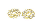 Brass Flower Charm, 6 Raw Brass Eye Charms, Charm Pendants, Findings (35x34x0.60mm) SMP0118