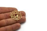 Brass Flower Charm, 6 Raw Brass Eye Charms, Charm Pendants, Findings (35x34x0.60mm) SMP0118