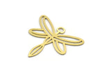 Brass Dragonfly Charm, 8 Raw Brass Dragonfly Charms With 1 Loop (30x33x0.60mm) SMP0119