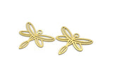 Brass Dragonfly Charm, 8 Raw Brass Dragonfly Charms With 1 Loop (30x33x0.60mm) SMP0119