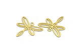 Brass Dragonfly Charm, 8 Raw Brass Dragonfly Charms With 1 Loop (30x33x0.60mm) SMP0119
