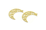 Brass Moon Charm, 6 Raw Brass Crescent Moon Charms With 1 Loop, Findings (35x12x0.60mm) SMP0120