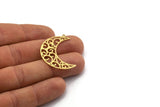 Brass Moon Charm, 6 Raw Brass Crescent Moon Charms With 1 Loop, Findings (35x12x0.60mm) SMP0120