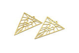 Brass Triangle Charm, 8 Raw Brass Triangle Shaped Charms With 1 Loop (42x31x0.60mm) SMP0121
