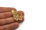 Brass Fringed Charm, 4 Raw Brass Fringe Shaped Charms With 1 Hole (43x30x0.80mm) SMP0123