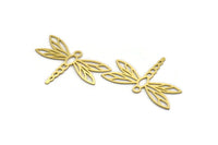 Brass Dragonfly Charm, 6 Raw Brass Dragonfly Shaped Charms With 1 Loop, Pendants, Findings (30x43x0.60mm) SMP0124
