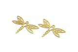 Brass Dragonfly Charm, 6 Raw Brass Dragonfly Shaped Charms With 1 Loop, Pendants, Findings (30x43x0.60mm) SMP0124