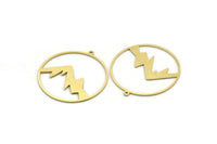 Brass Round Charm, 8 Raw Brass Mountain Charms With 1 Loop, Charm Pendants (34x32x0.60mm) SMP0127