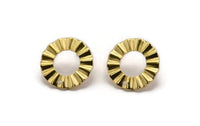 Brass Ring Earring, 6 Raw Brass Wavy Round Stud Earrings With 2 Holes (18x1mm) D892 A3779