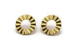 Brass Ring Earring, 6 Raw Brass Wavy Round Stud Earrings With 2 Holes (18x1mm) D892 A3779