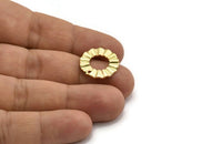 Brass Ring Earring, 6 Raw Brass Wavy Round Stud Earrings With 2 Holes (18x1mm) D892 A3779