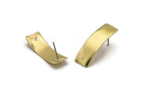 Curved Rectangle Earring, 8 Raw Brass Wavy Rectangle Stud Earrings With 1 Hole (29x9x0.5mm) BS 1855 A3755