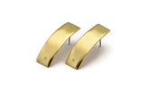 Curved Rectangle Earring, 8 Raw Brass Wavy Rectangle Stud Earrings With 1 Hole (29x9x0.5mm) BS 1855 A3755