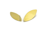 Cambered Marquise Earring, 8 Raw Brass Marquise Flat Stud Earrings  (35x14mm) A0131