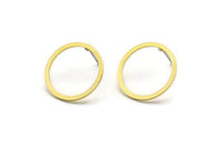 18mm Circle Earring - 8 Raw Brass Circle Stud Earrings (18x1.3x0.80mm) A6027 A3363