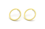 18mm Circle Earring - 8 Raw Brass Circle Stud Earrings (18x1.3x0.80mm) A6027 A3363