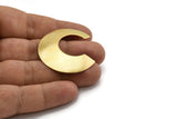 Brass Moon Earring, 4 Raw Brass Crescent Stud Earrings Without Hole (40x37x0.50mm) D880 A3762