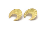 Brass Moon Earring, 6 Hammered Raw Brass Horn Stud Earrings With 2 Holes (30x13.5x0.50mm) D1243 A6844