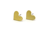 Brass Heart Earring, 8 Raw Brass Heart Stud Earrings (10x13x0.60mm) A4819 A6842