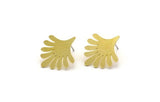 Brass Flower Earring, 6 Raw Brass Flower Shaped Stud Earrings (22x19x0.60mm) A6846