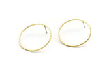 Boho Circle Earring, 8 Cutting Raw Brass Circles Stud Earrings (30mm) A0589 A6845