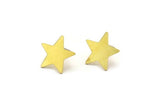 Brass Star Earring, 8 Raw Brass Star Shaped Stud Earrings (16x15x0.60mm) A6854