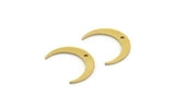 Brass Moon Charm, 12 Raw Brass Crescent Moon Charms With 1 Hole (16x3x0.80mm) A3257