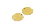 Brass Round Charm, 12 Raw Brass Round Shaped Charms With 2 Holes, Connectors (16x15x0.80mm) A3331