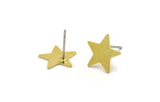 Brass Star Earring, 8 Raw Brass Star Shaped Stud Earrings (12x11x0.60mm) A6848