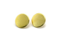Brass Round Earring, 4 Raw Brass Cabochon Stud Earrings  (18x1.5mm) Y194 A6847
