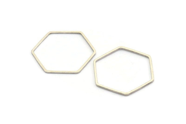 Gümüş Altıgen Charm, 25 Antik Gümüş Kaplama Pirinç Altıgen Şekilli Yüzük Charm (25x0,8 mm) BS 1177