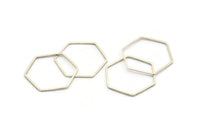 Gümüş Altıgen Charm, 25 Antik Gümüş Kaplama Pirinç Altıgen Şekilli Yüzük Charm (25x0,8 mm) BS 1177