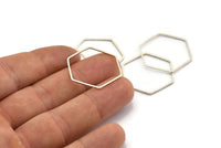 Gümüş Altıgen Charm, 25 Antik Gümüş Kaplama Pirinç Altıgen Şekilli Yüzük Charm (25x0,8 mm) BS 1177
