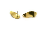 Brass Wavy Earring, 8 Raw Brass Wavy Stud Earrings With 1 Hole (21x10x0.80mm) D0582 A6852