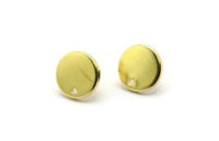 Brass Cabochon Earring, 8 Raw Brass Cabochon Stud Earrings (12x1.5mm) Y188 A6851