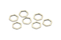 Gümüş Altıgen Charm, 24 Antik Gümüş Kaplama Pirinç Altıgen Yüzük Charm (10x1mm) BS 1220